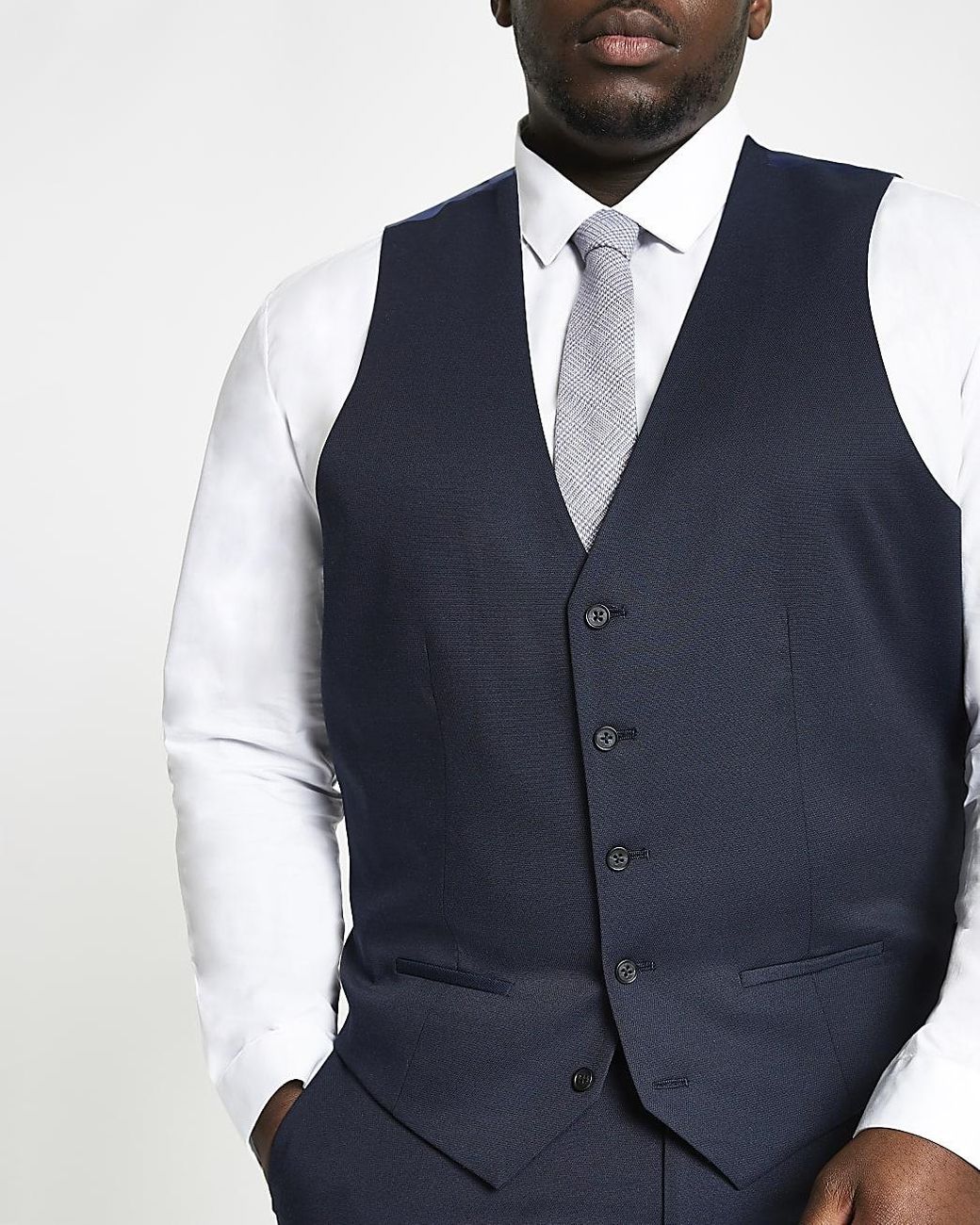 River Island Synthetic Big And Tall Skinny Fit Suit Waistcoat in Navy