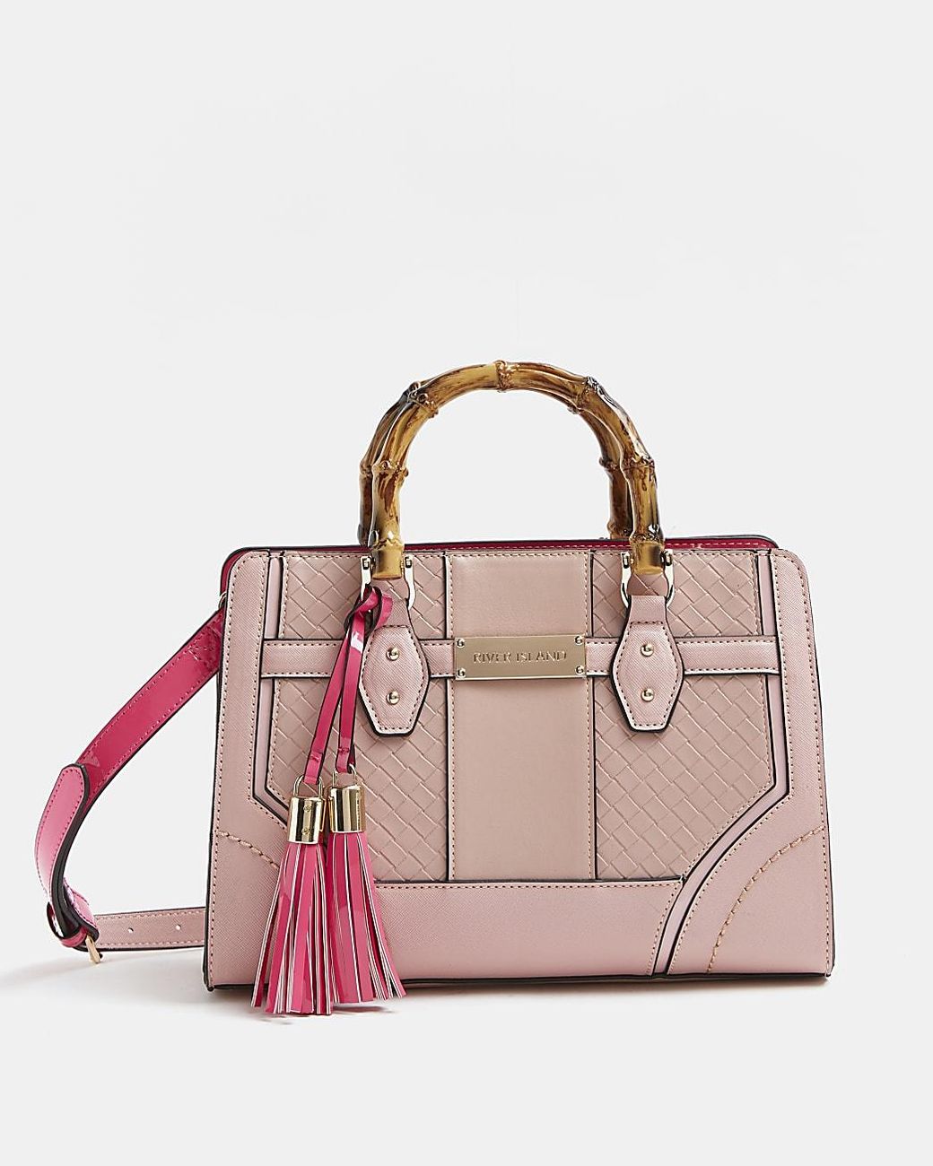 River Island Pink Bamboo Detail Tote Bag Lyst