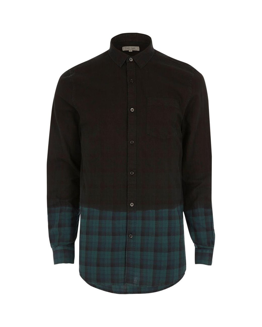 Sunset Dip Dye Flannel Shirt - Green/Black