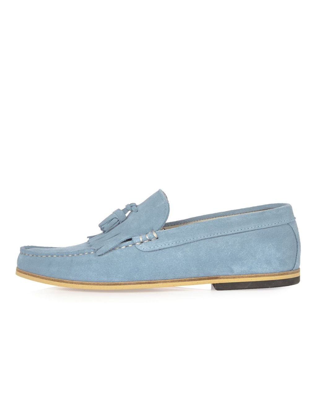 River Island Light Blue Suede Tassel Loafers for Men | Lyst UK