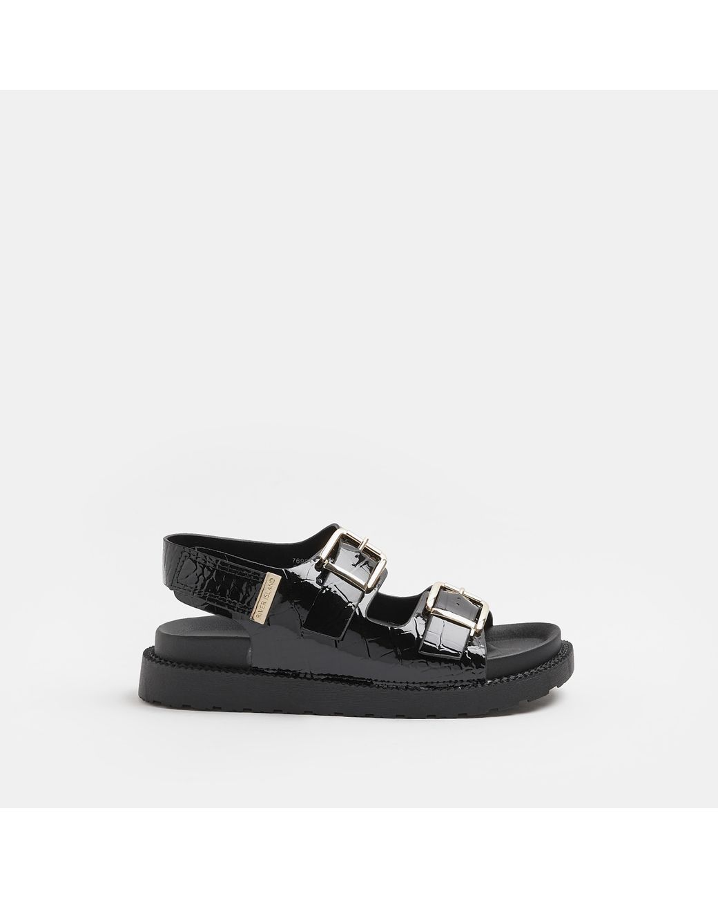 River Island Black Flatform Buckle Sandals in White Lyst UK
