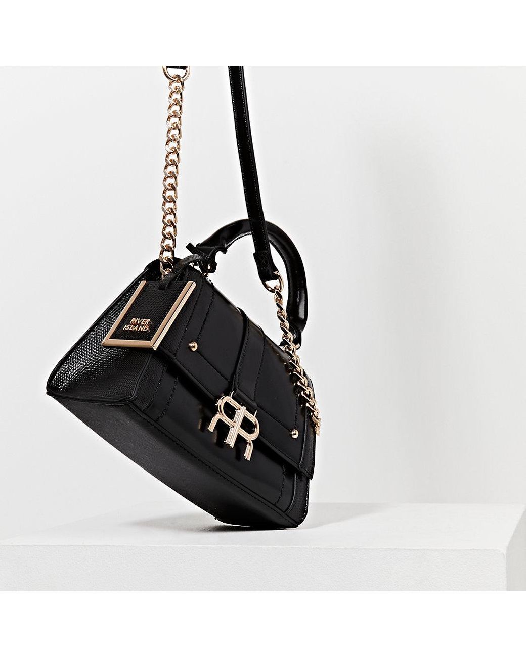 River Island Black rr Faux Leather Tote Bag Lyst