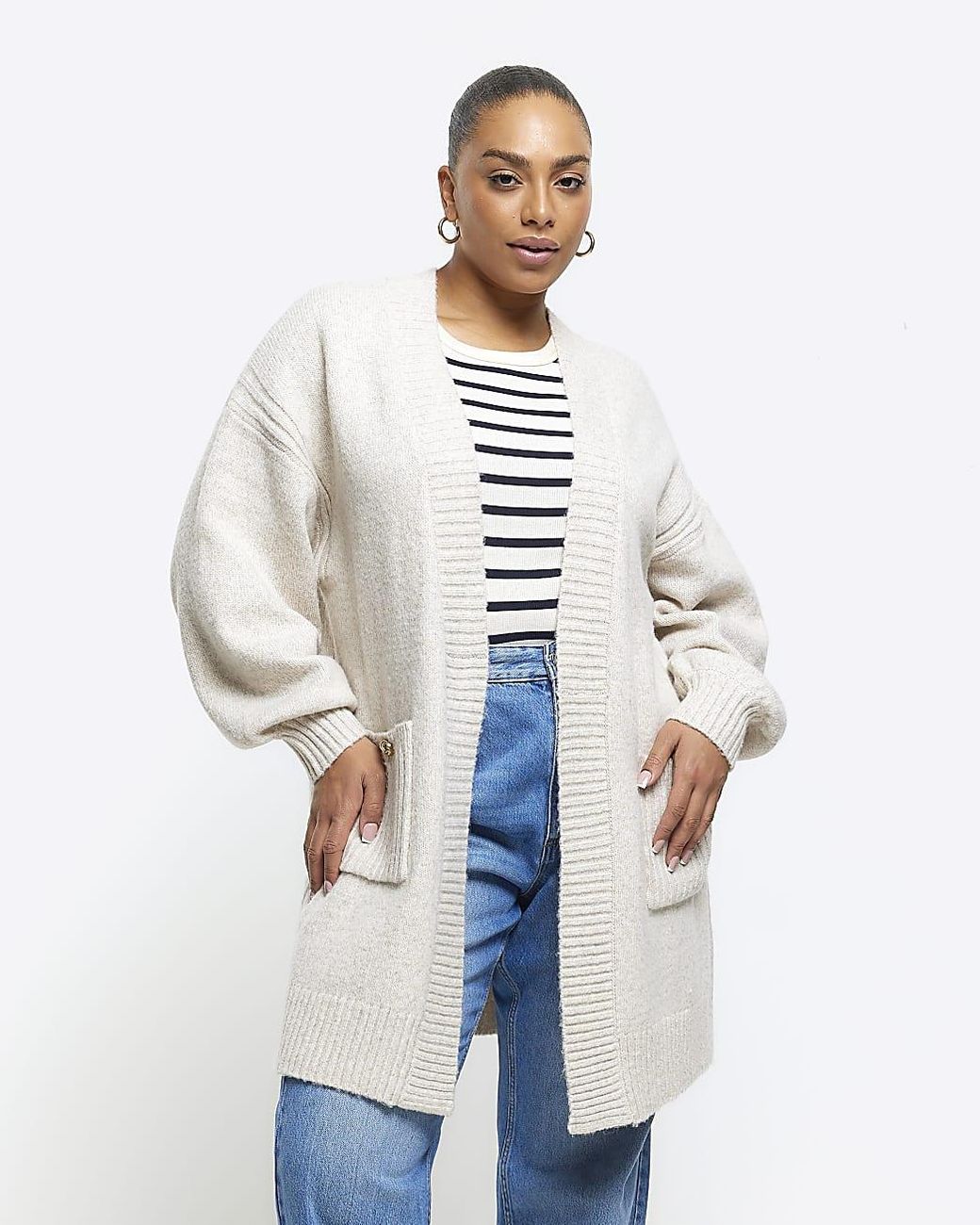 Beige knit hotsell cardigan