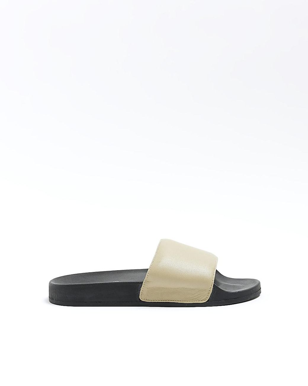 River Island White Stone Leather Sliders for men