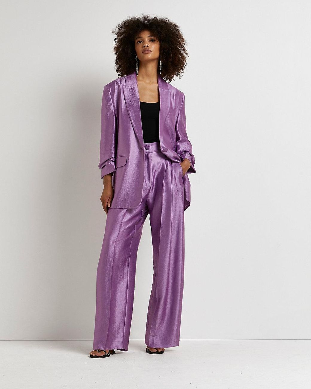 River Island Purple Metallic Pleated 