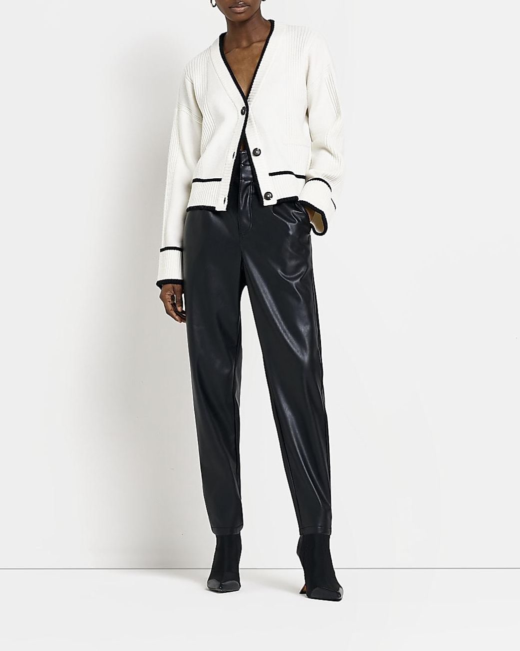River Island White Ribbed Cardigan 
