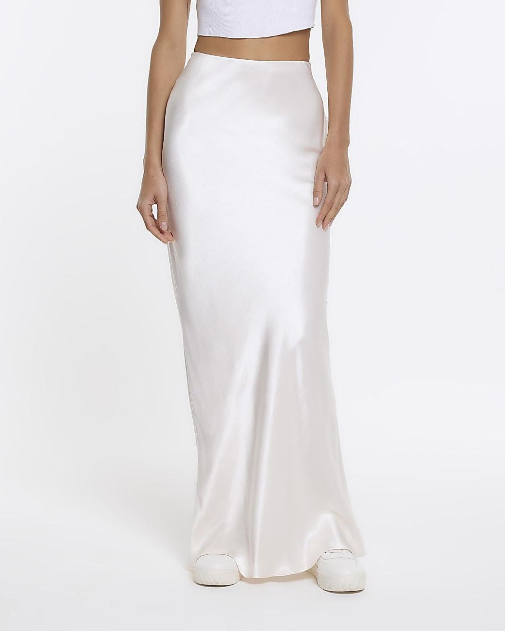 White satin cheap skirt maxi