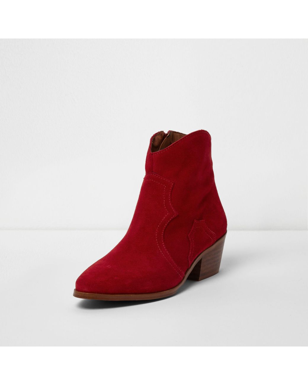 Womens red suede ankle best sale boots