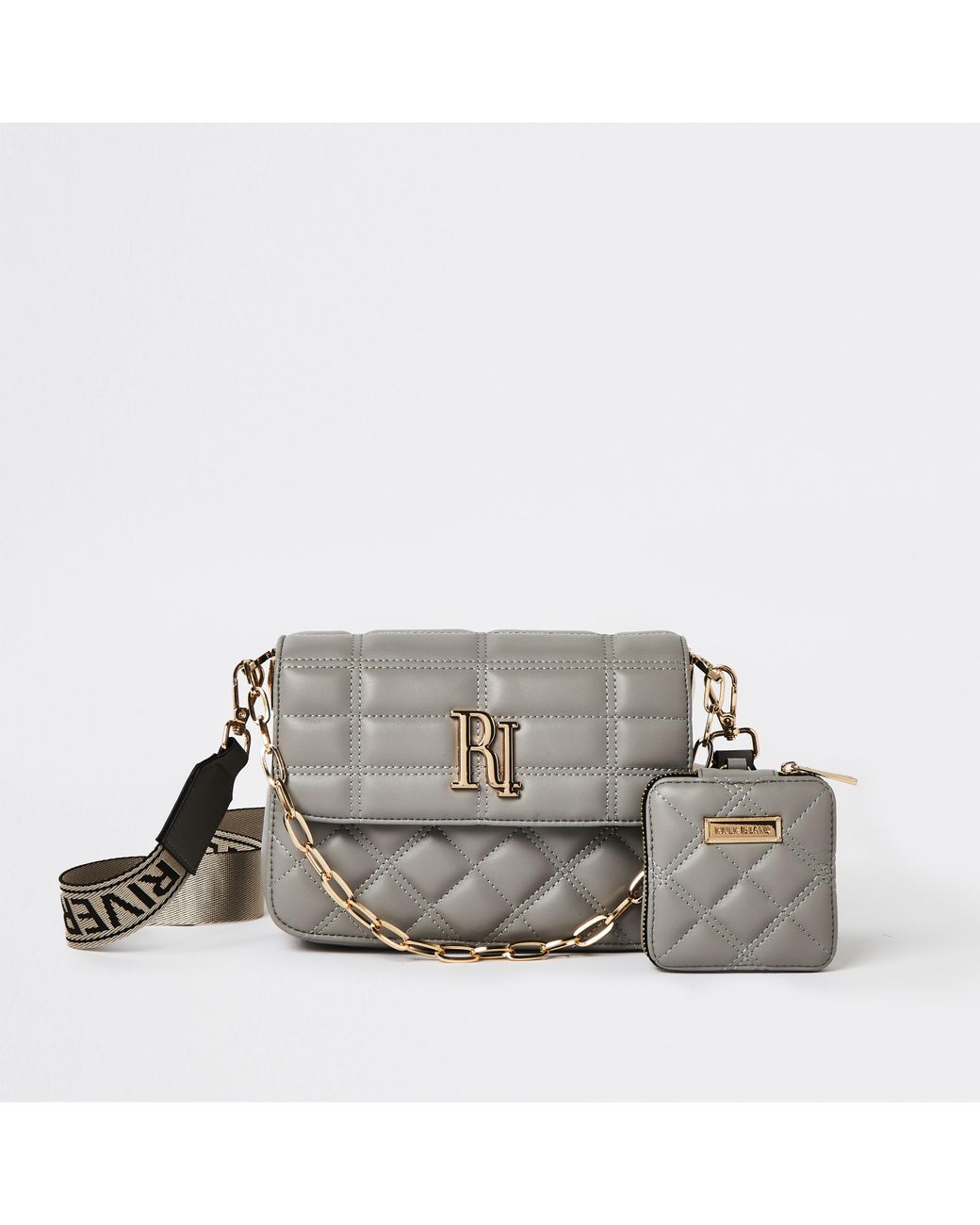 River Island Grey Quilted Cross Body Bag in Grey Lyst UK