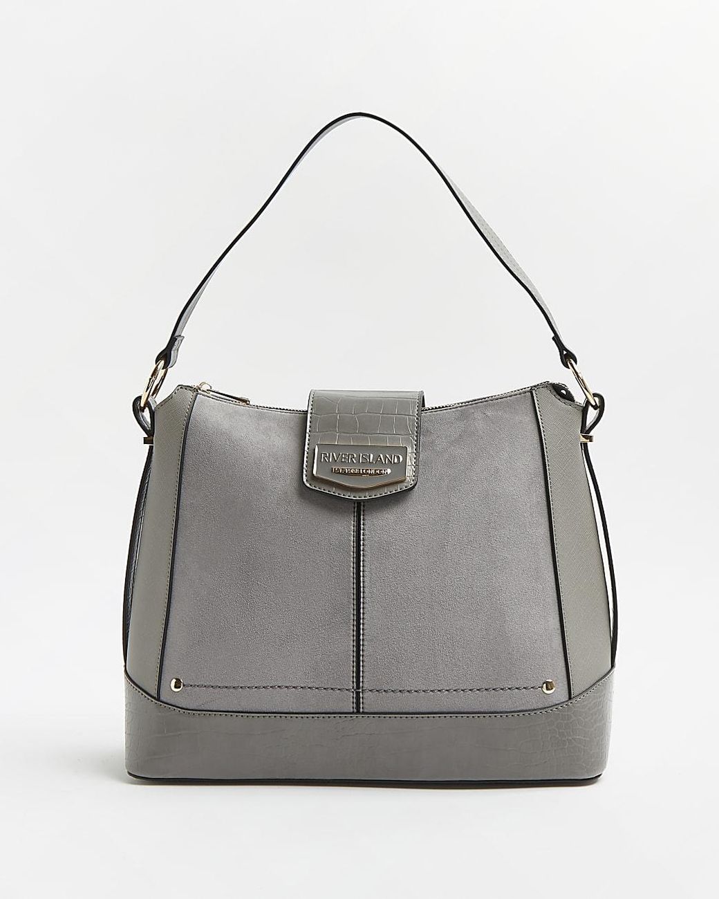 River Island Grey Croc Embossed Slouch Bag in Gray Lyst