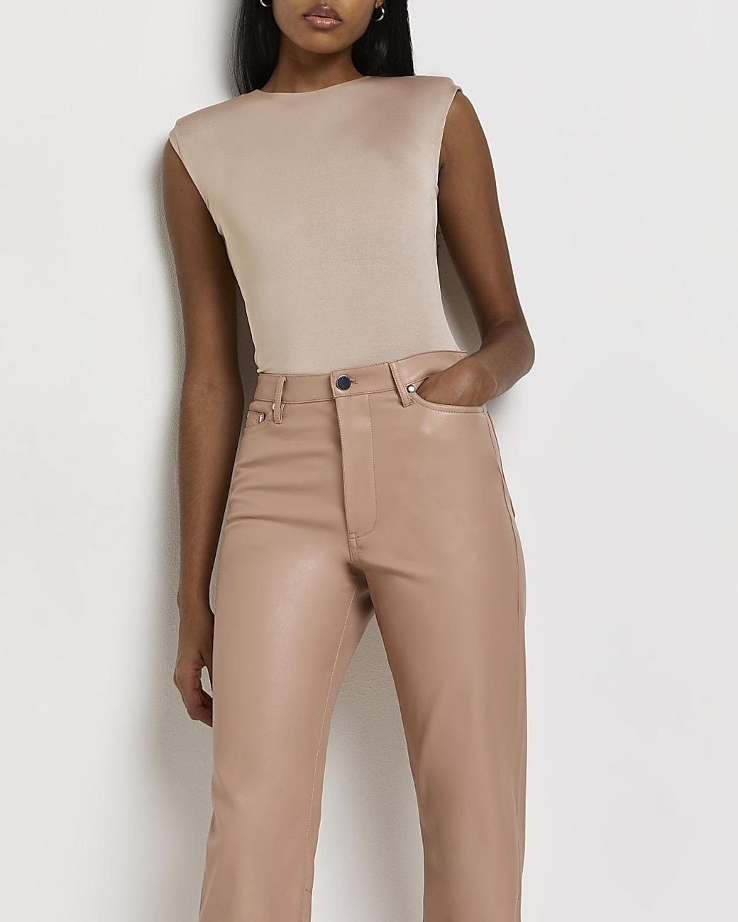 River Island Pink Faux Leather Straight 