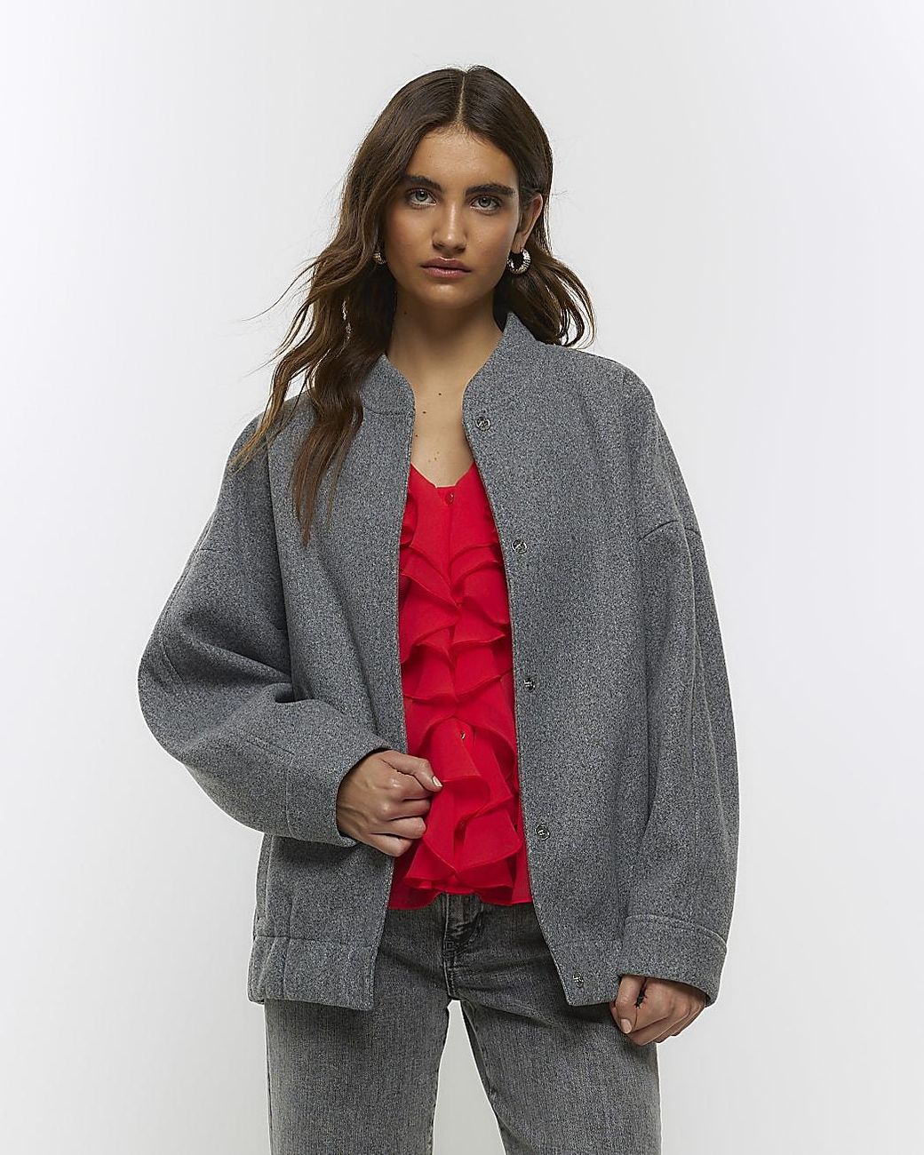 wool blend bomber jacket womens