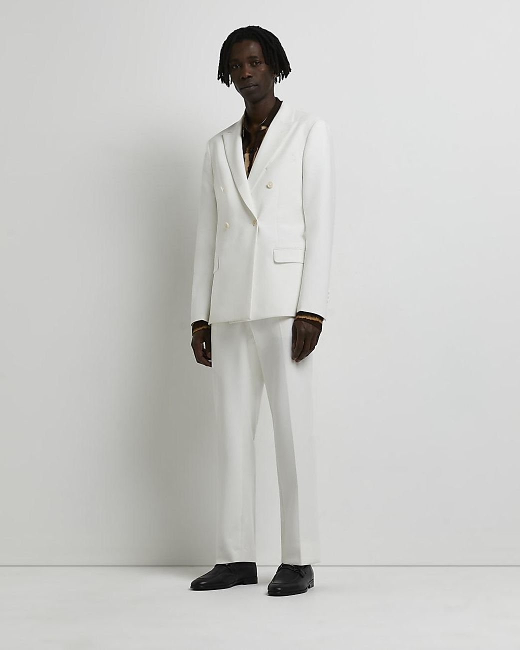 White Slim Fit Suit Trousers for Men 