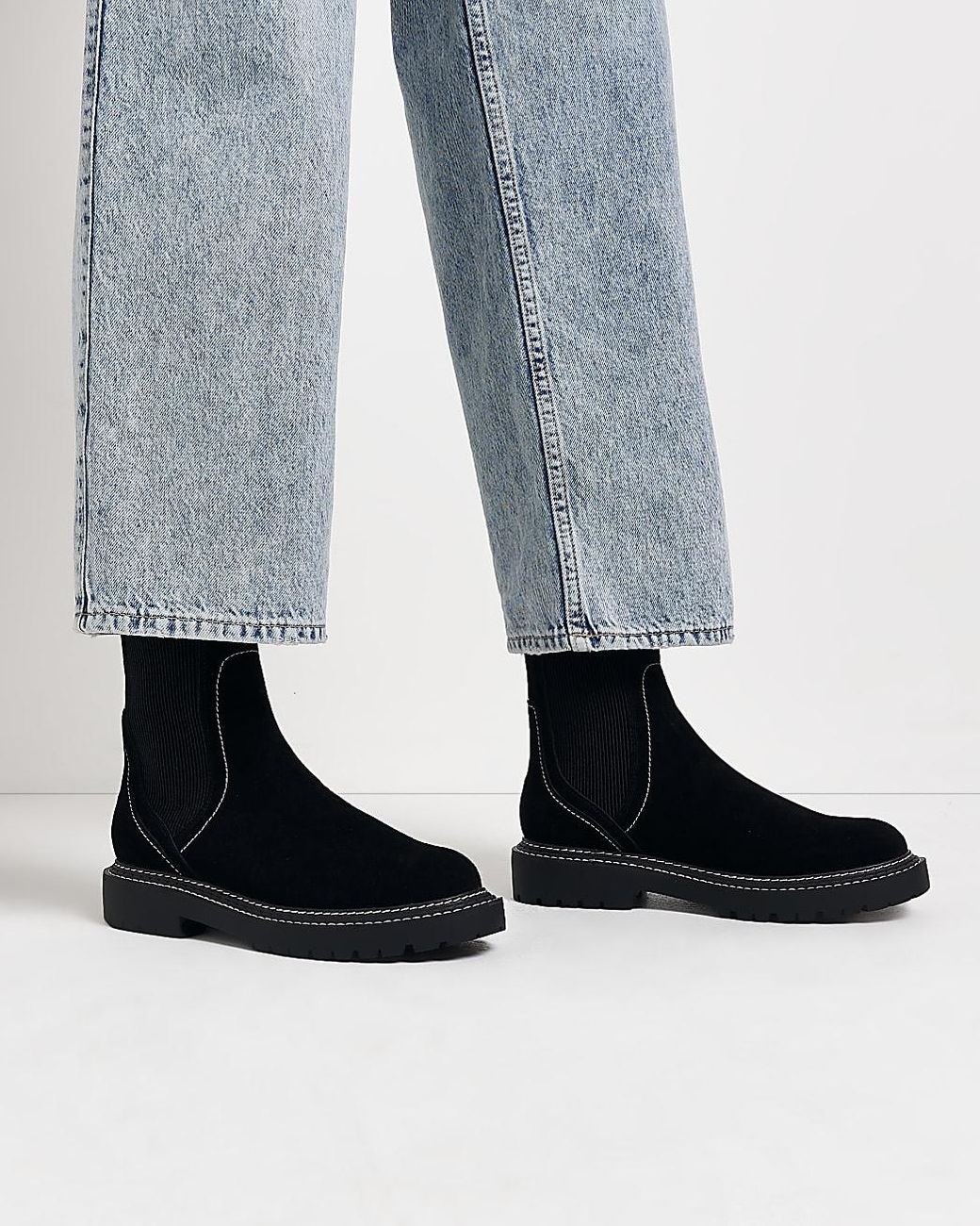 River Island Black Wide Fit Suede Ankle Boots | Lyst