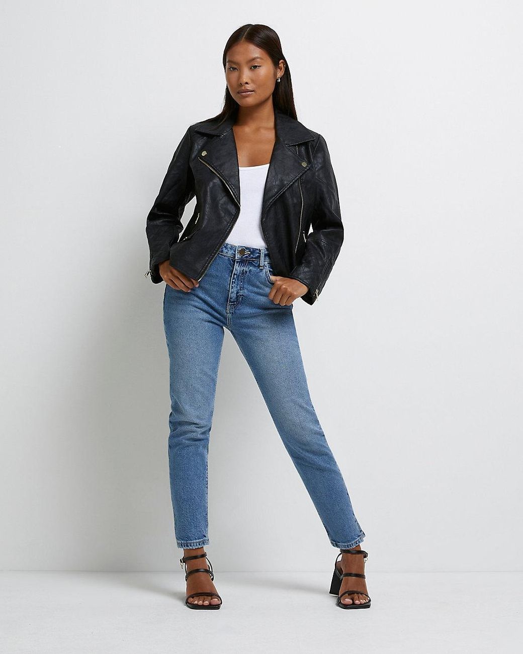 petite black biker jacket