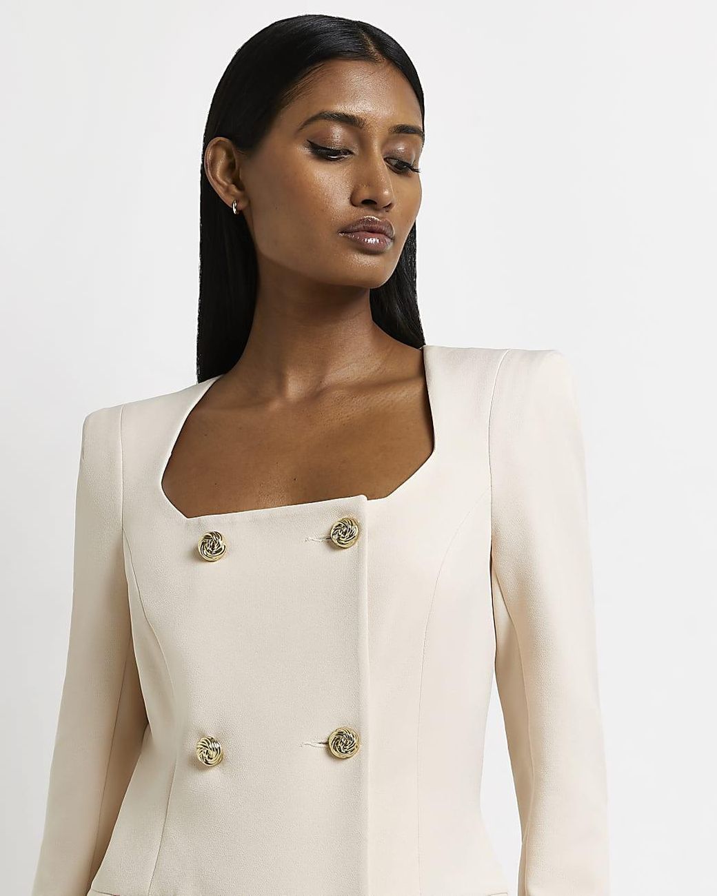 River Island Cream Mini Blazer Dress in 