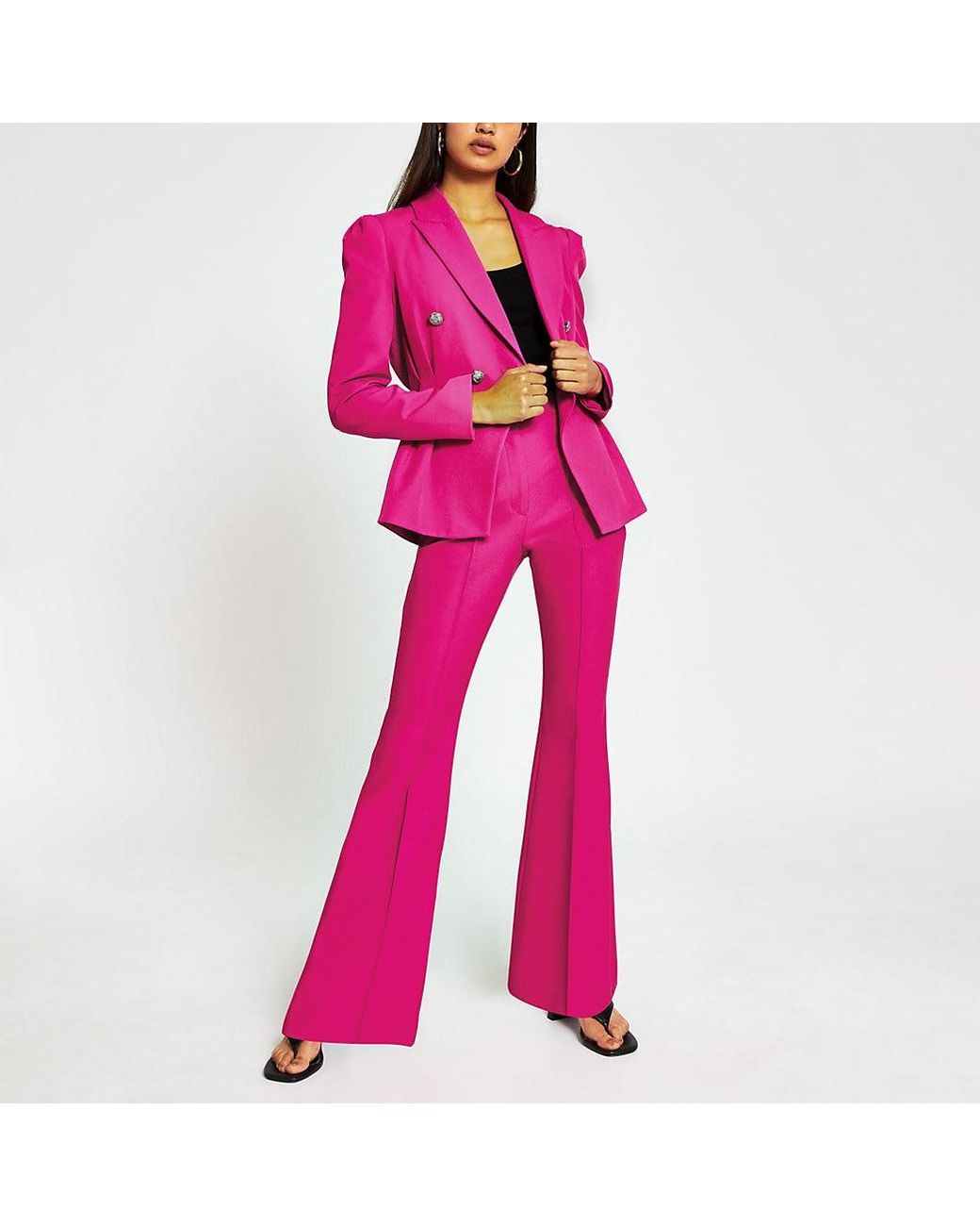 Hot Pink Bell Bottom Pants Suit Set With Blazer, Tall Women Pink Blazer  Trouser Suit, White Trouser Set for Women, Pants Suit Set Womens -   Hong Kong