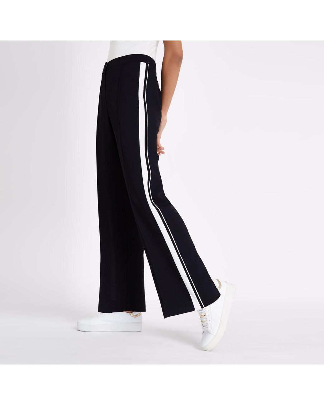 ASOS DESIGN Slim Cropped Trousers With Side Stripe In Black  ASOS