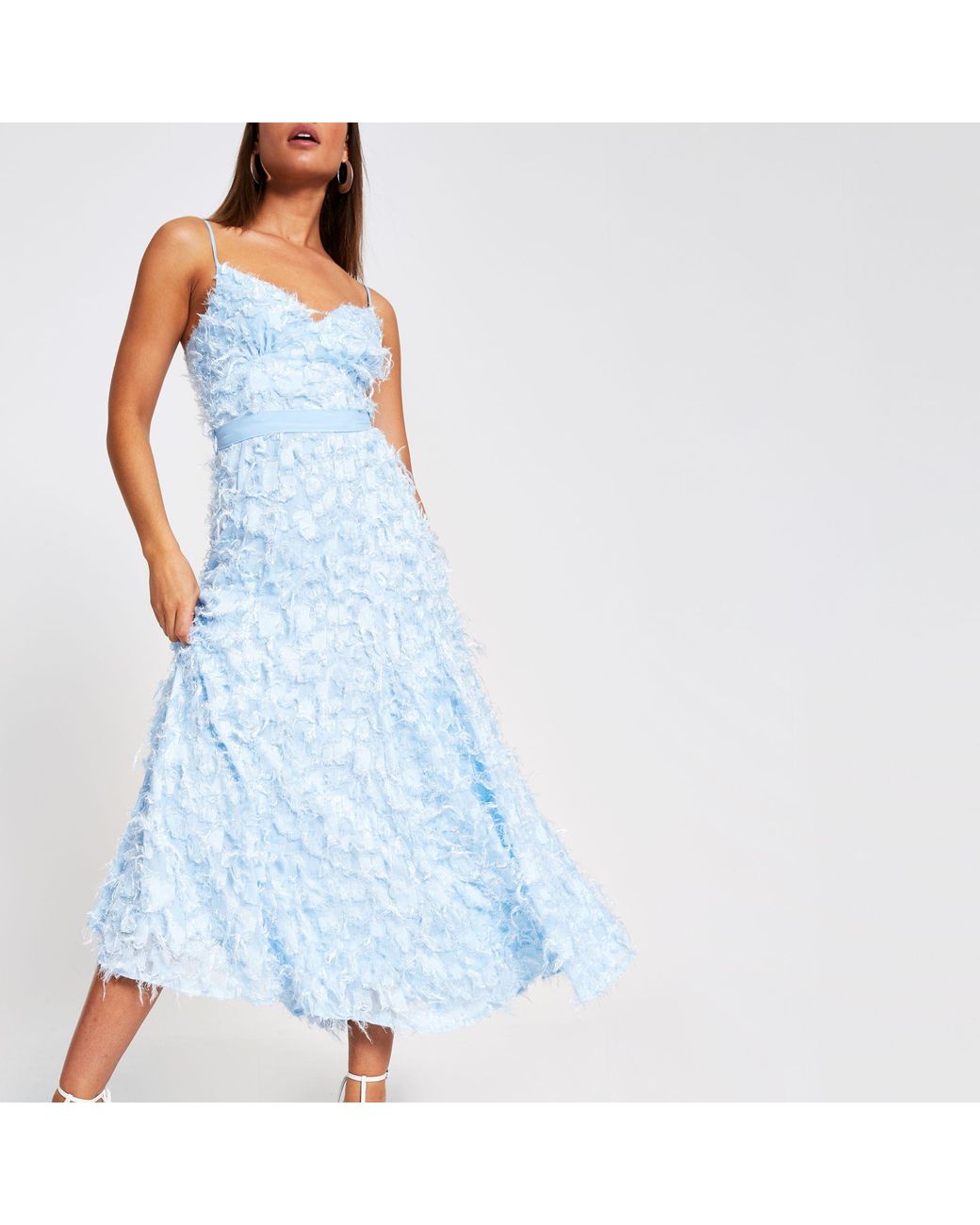 River Island Synthetic Forever Unique Blue Textured Maxi Dress | Lyst