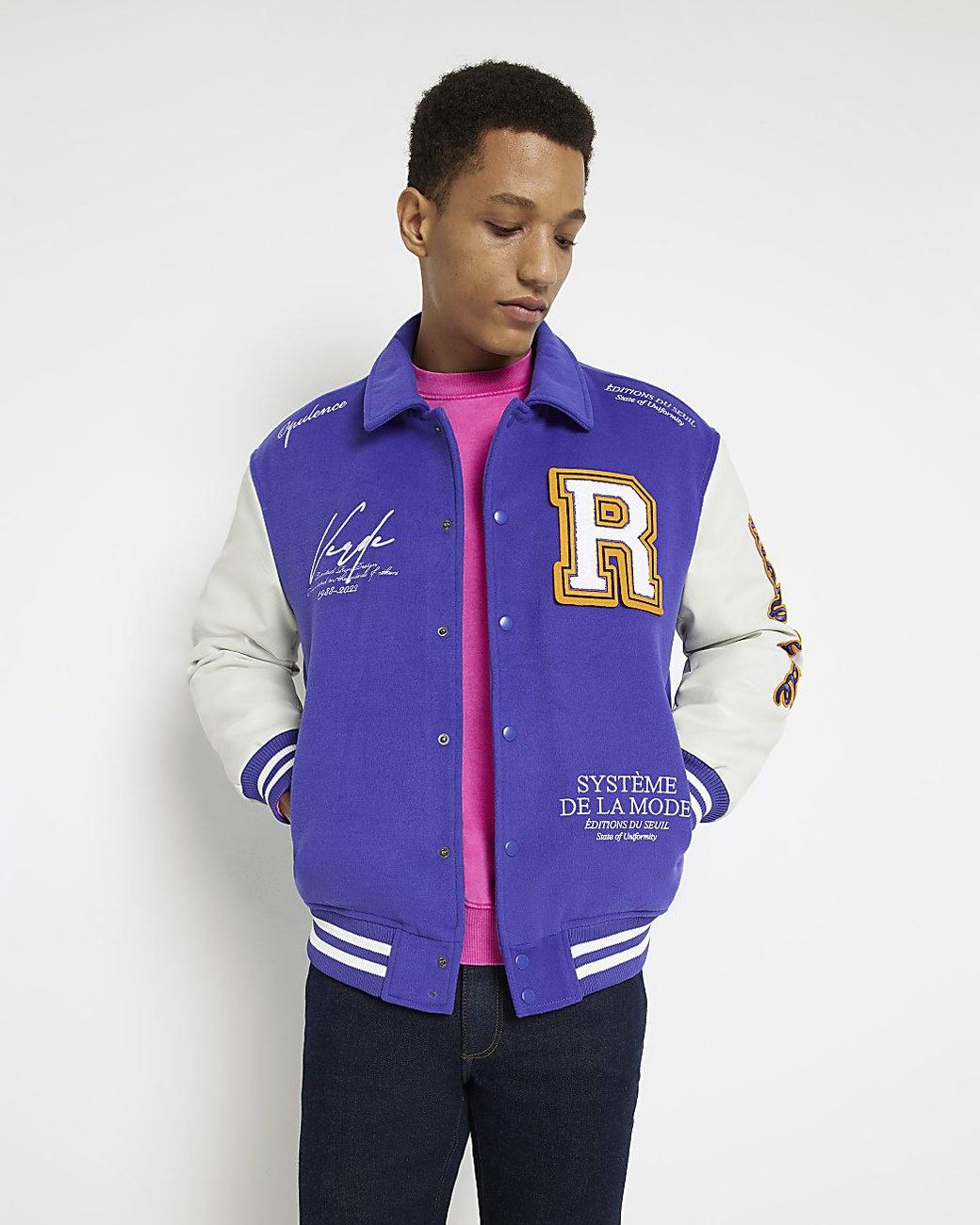 River Island Purple Regular Fit Varsity Jacket for Men | Lyst