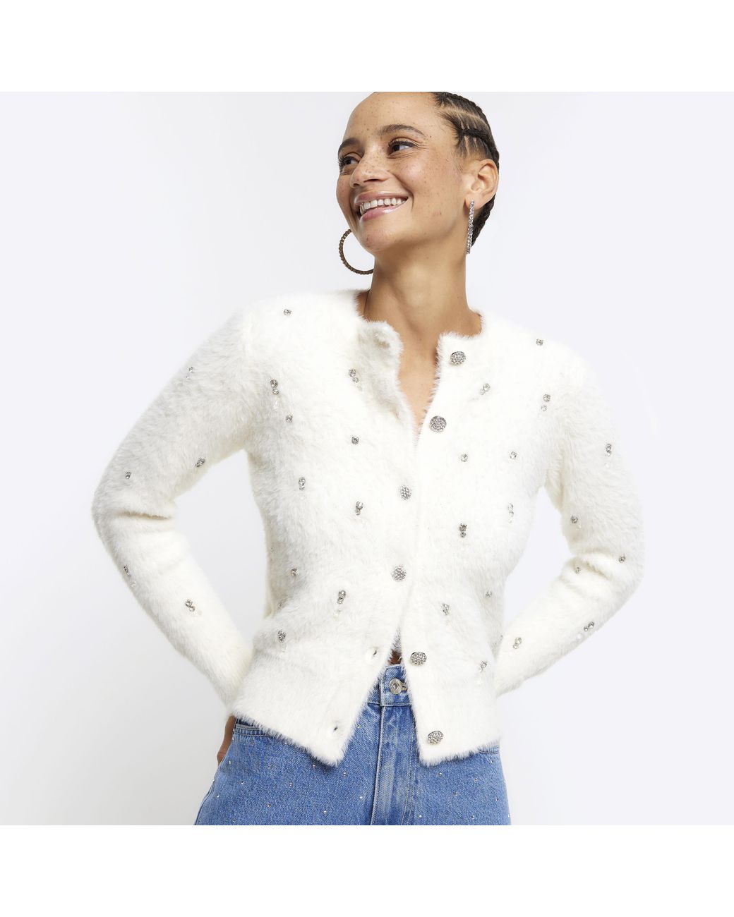 River island pom cheap pom cardigan