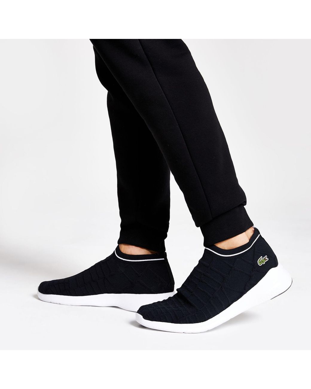 Lacoste black sock sale trainers