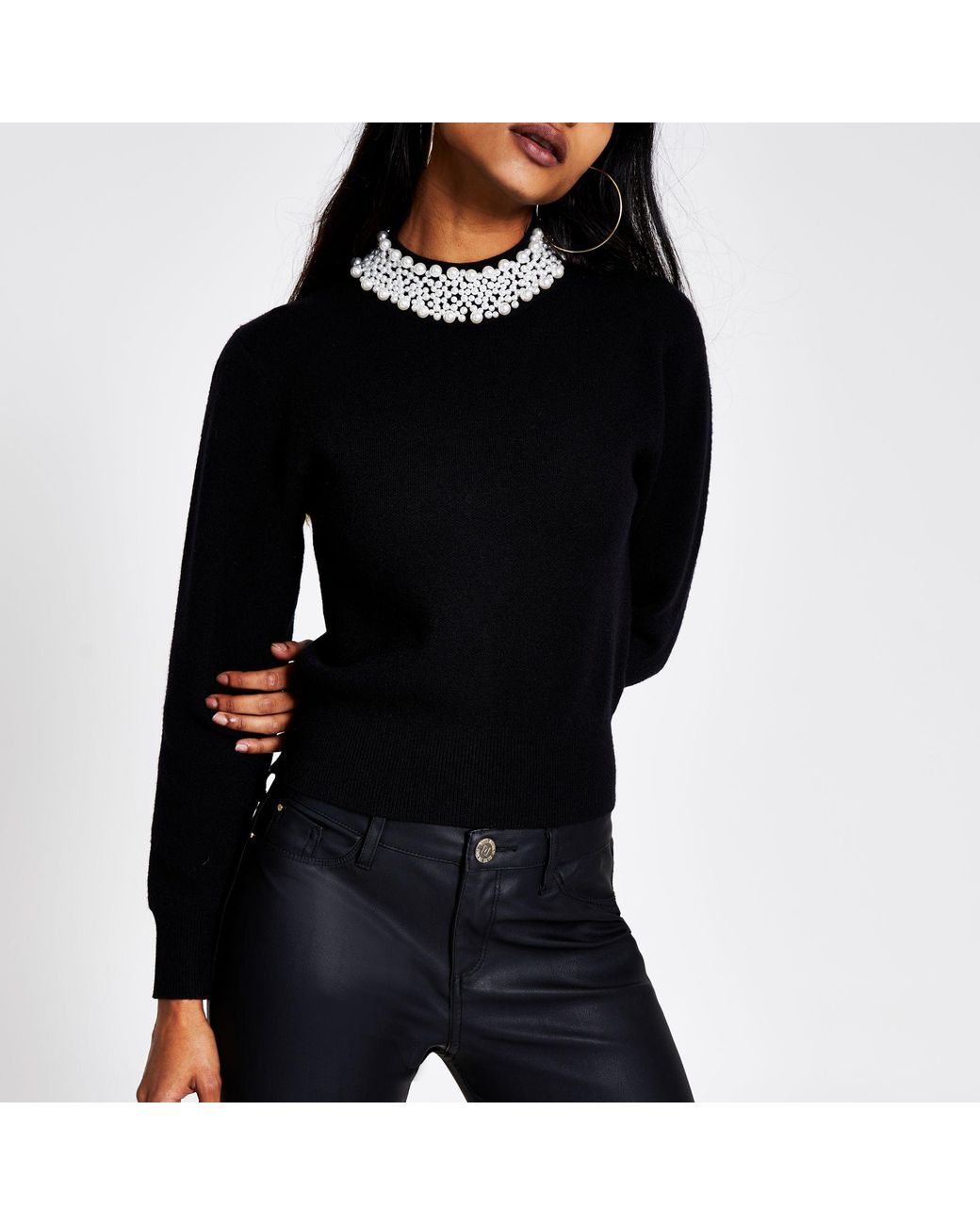 Embellished clearance neck jumper
