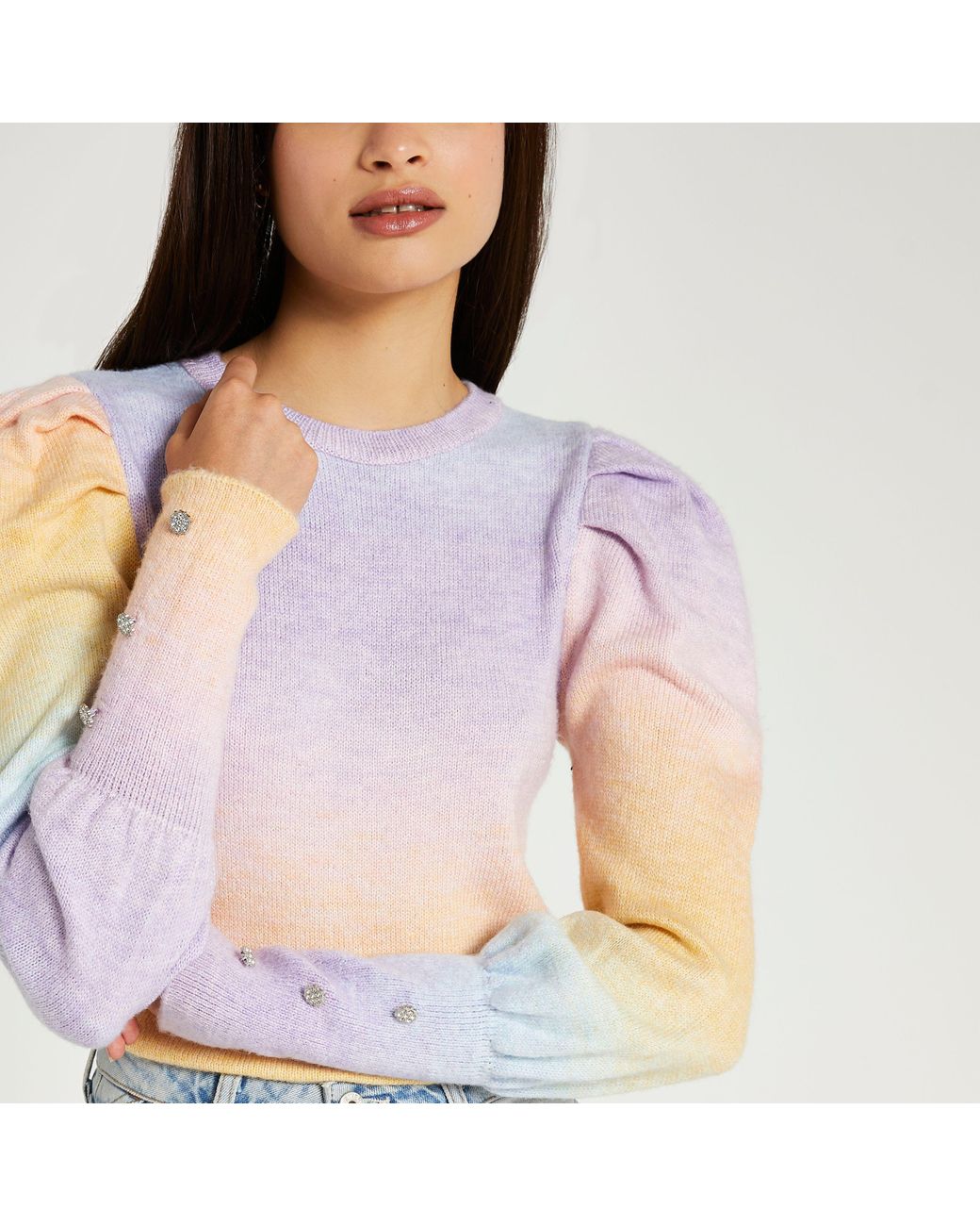 Synthetic Purple Ombre Knitted Jumper 