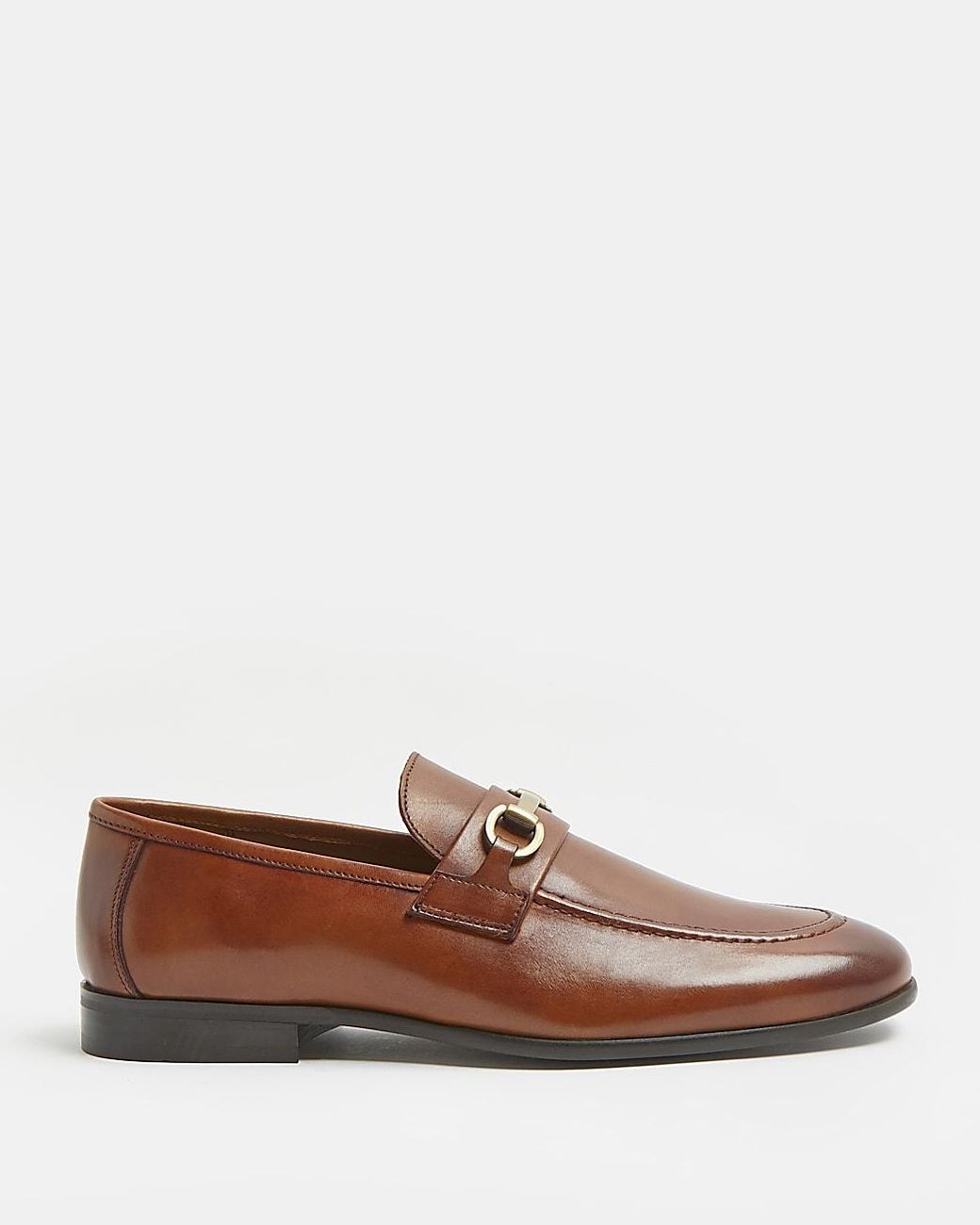 River Island Brown Snaffle Detail Leather Loafers for Men | Lyst