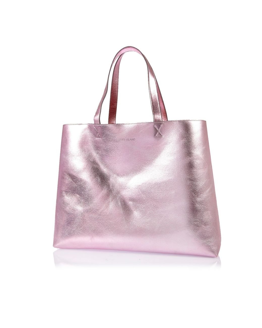 River Island Metallic Pink Reversible Beach Shopper Bag in Purple