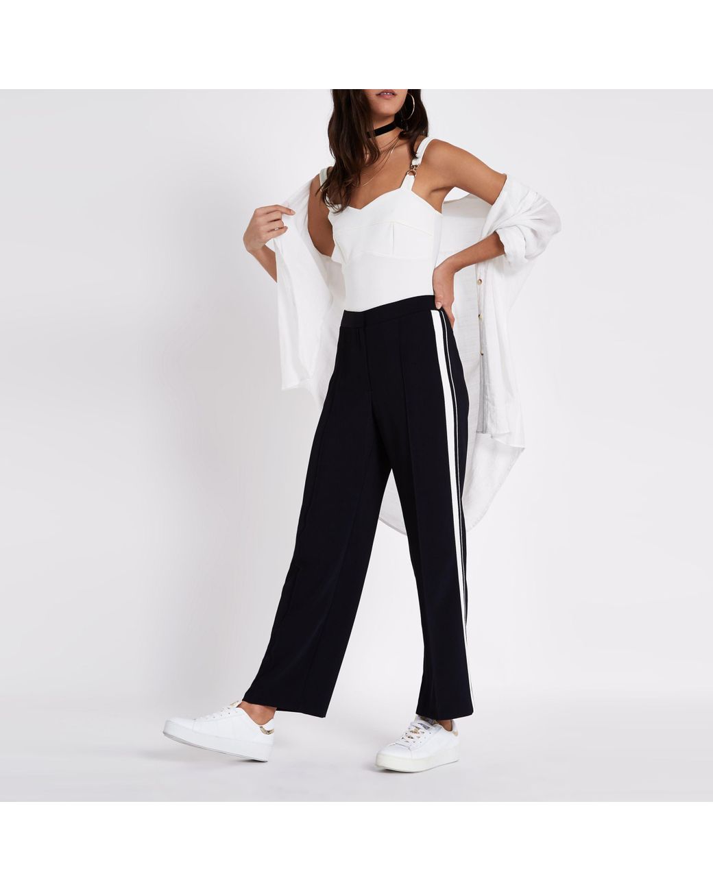 Straight Leg Side Stripe Trousers | Lyst
