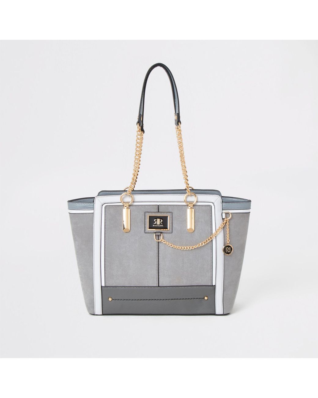 River Island Grey Chain Front Winged Tote Bag in Grey | Lyst Australia