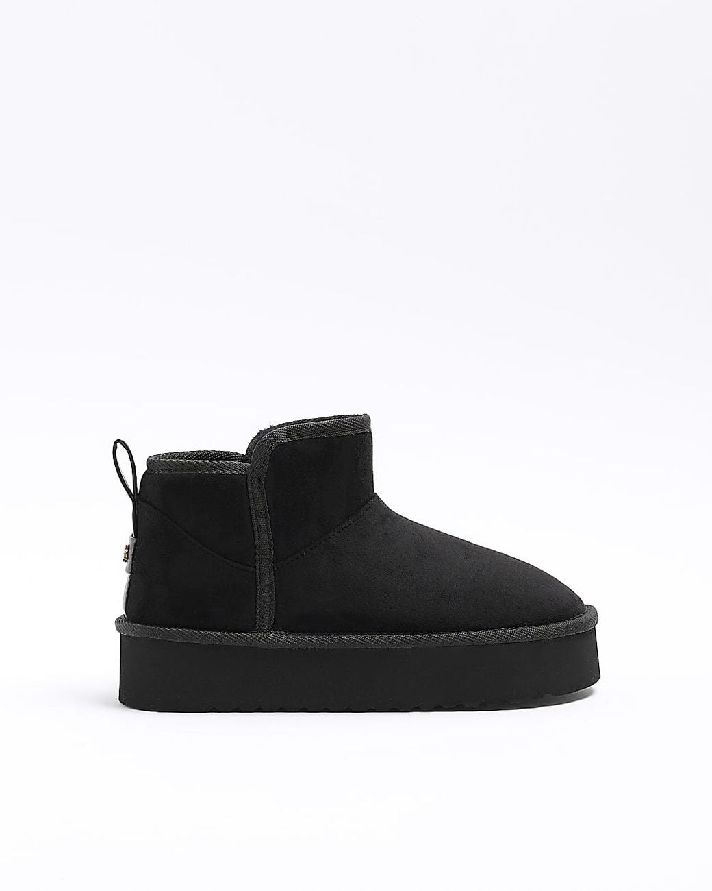 River Island Black Faux Fur Platform Boots