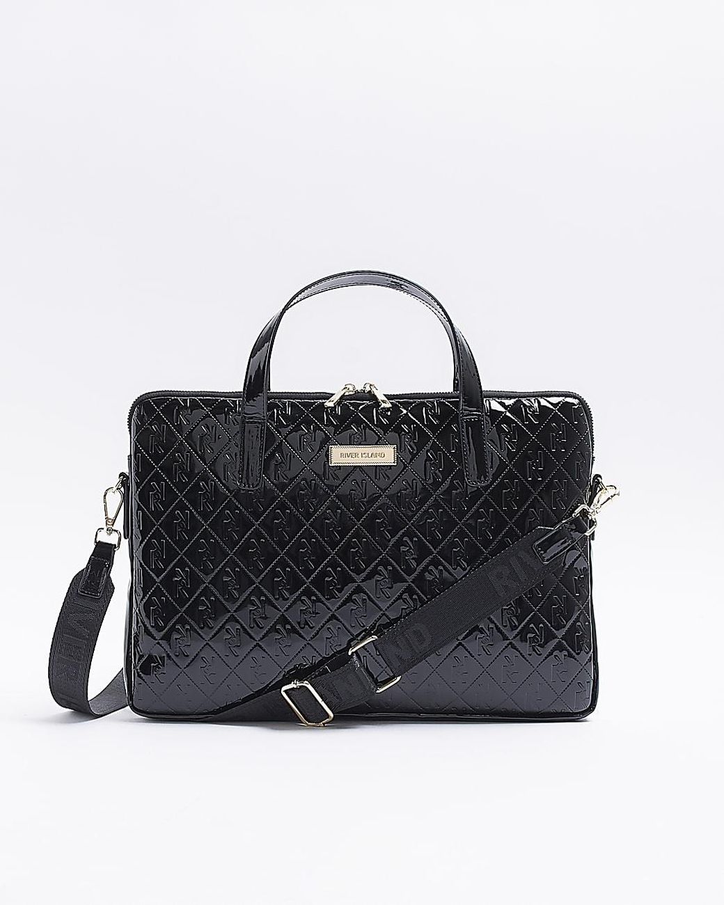 Black patent bag river island Clearance