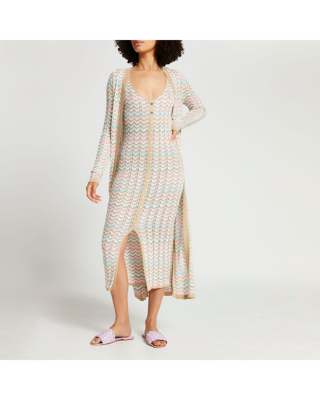 River Island Cream Chevron Long Line 