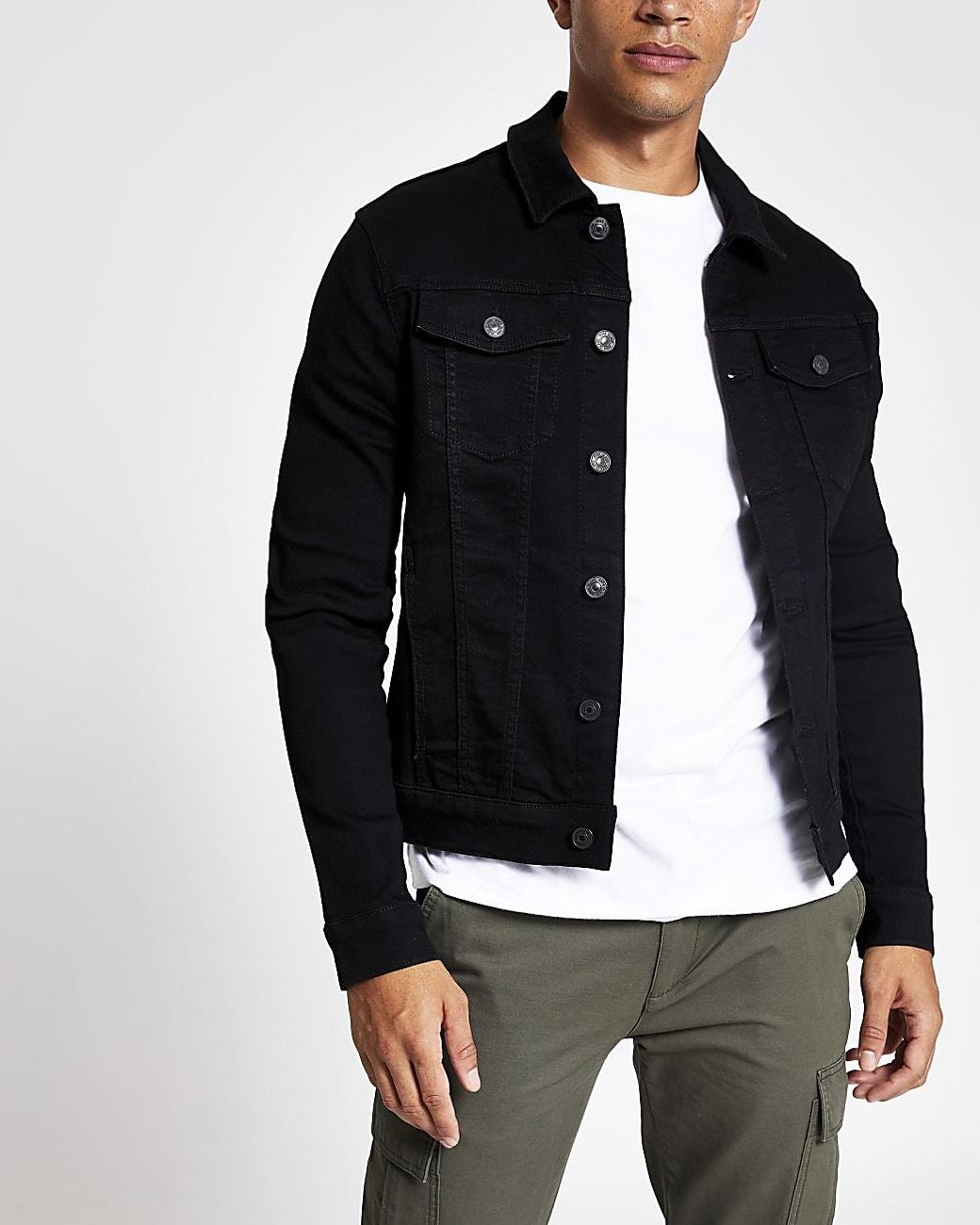 River Island Muscle Fit Denim Jacket in 