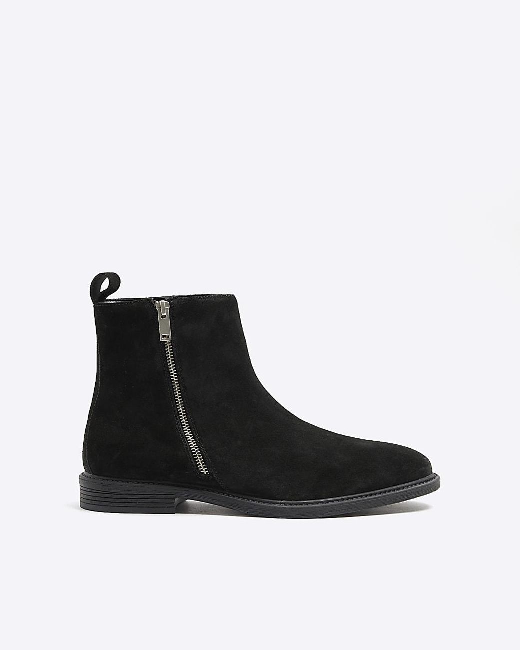 River Island Black Suede Zip Chelsea Boots for Men Lyst