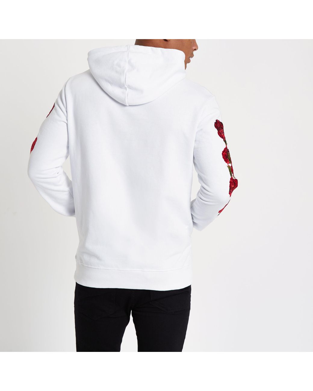 River Island Criminal Damage White Rose Embroidered Hoodie for Men Lyst Australia