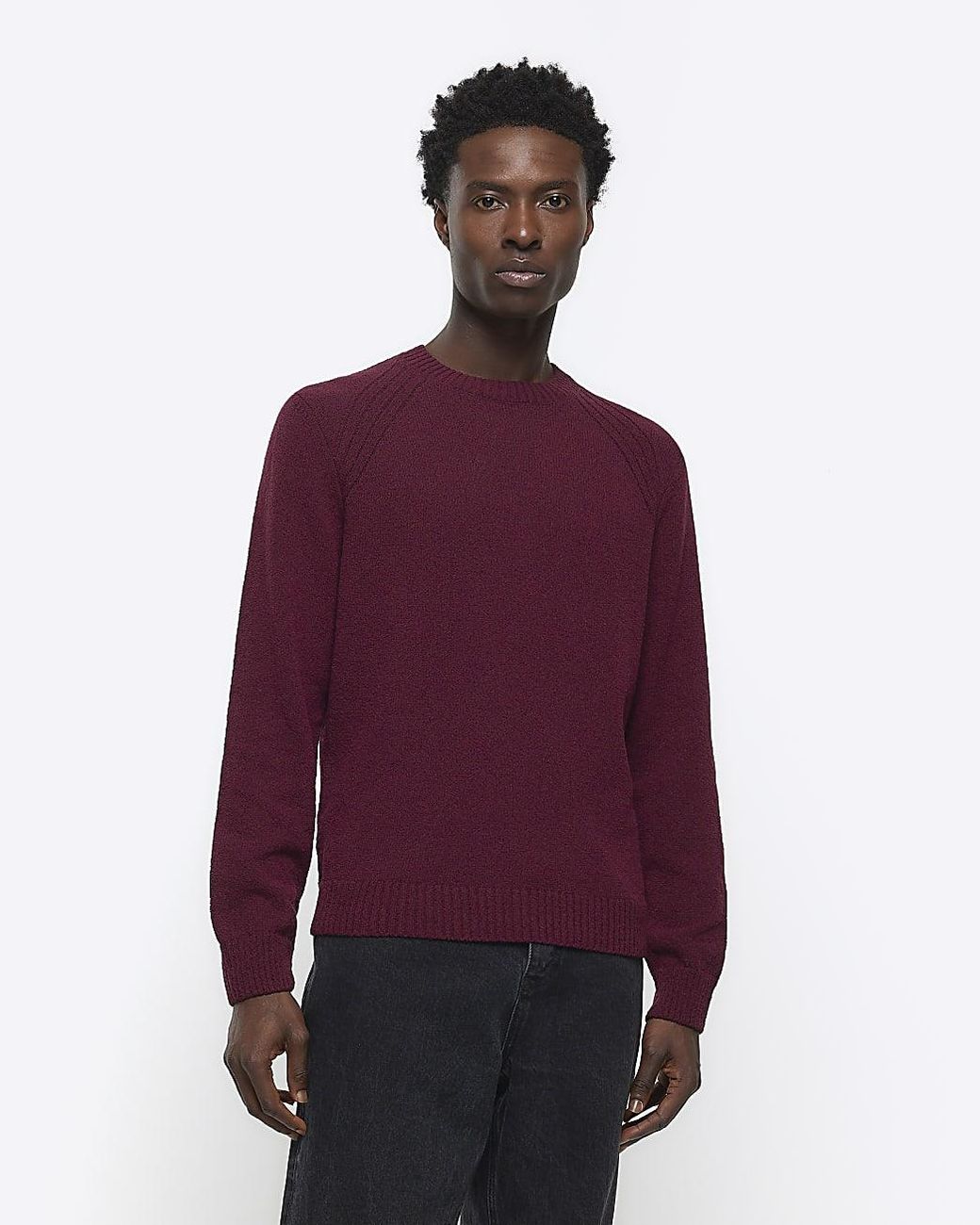 River Island Red Slim Fit Crew Neck Jumper in Purple for Men Lyst UK