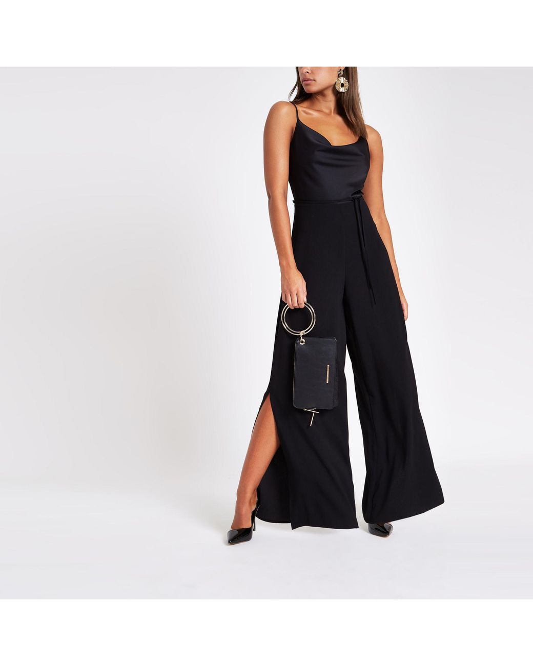 River Island Black Cowl Neck Cami Strap 
