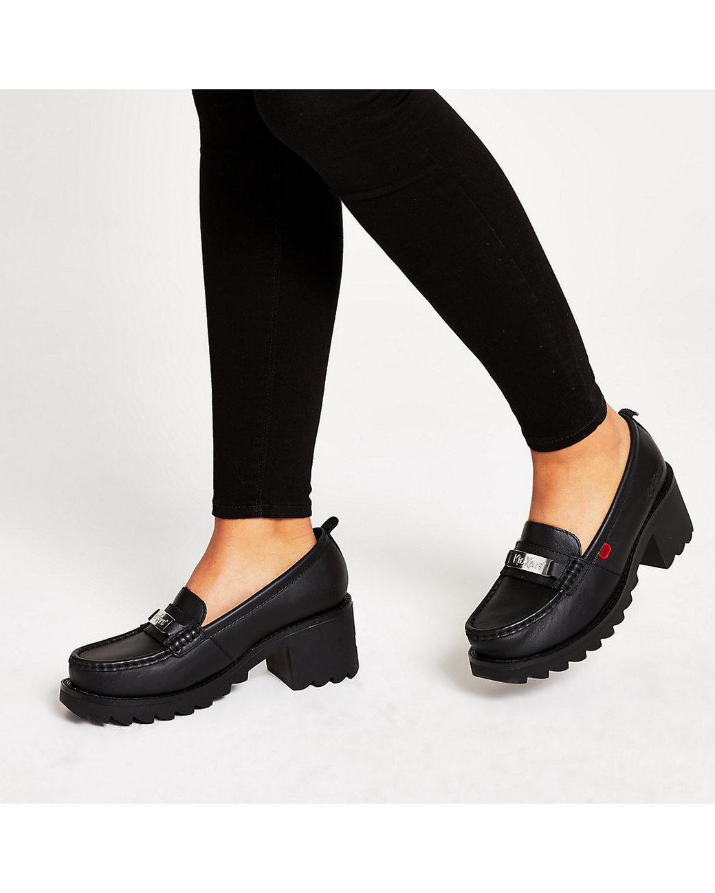 chunky heel loafers