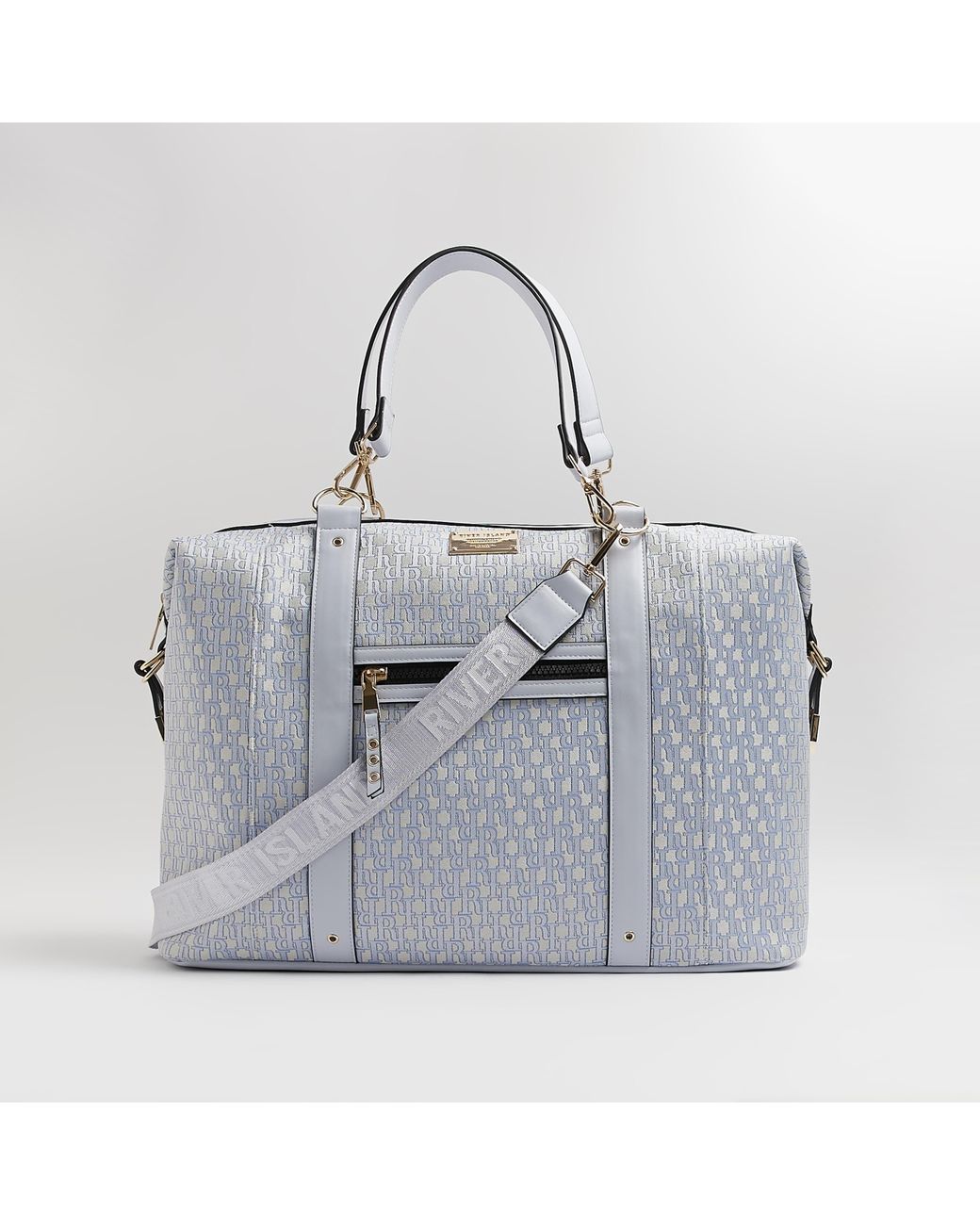 River Island Blue Monogram Oversized Barrel Bag Lyst UK