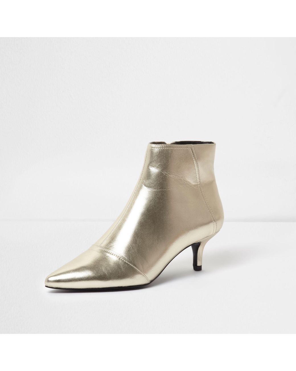 Gold kitten heel shop ankle boots