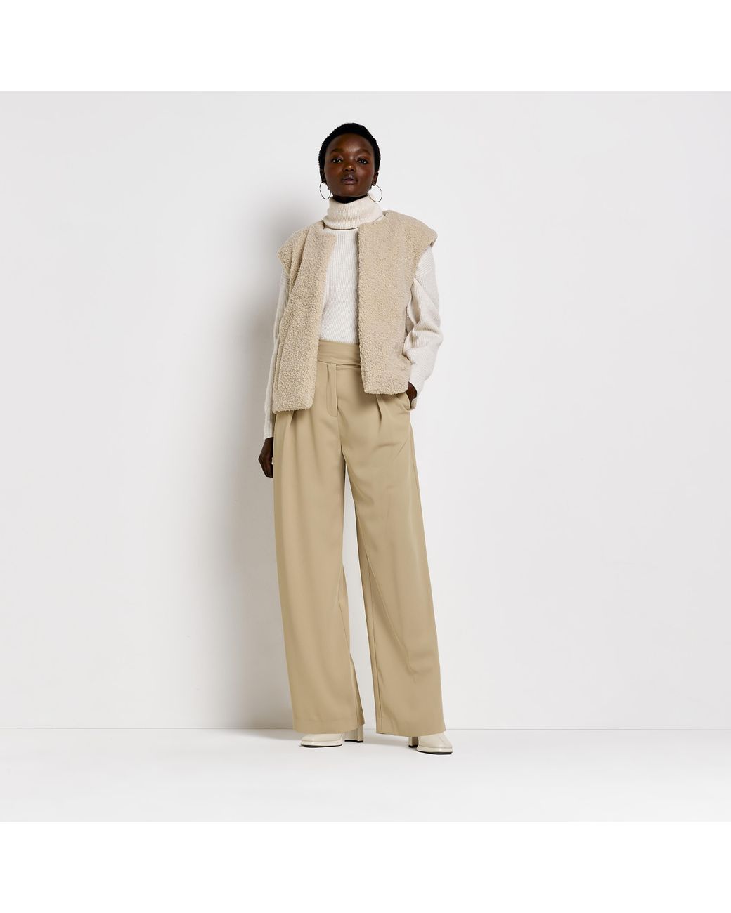 River Island Cream Gilet in Natural Lyst UK