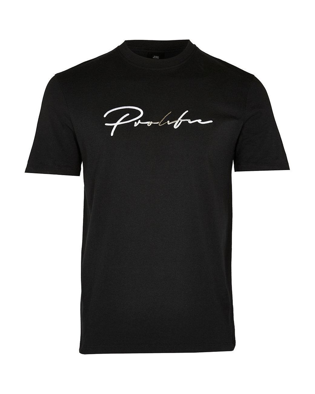 River Island Cotton Prolific Black Slim Fit Embroidered Tshirt for Men Lyst