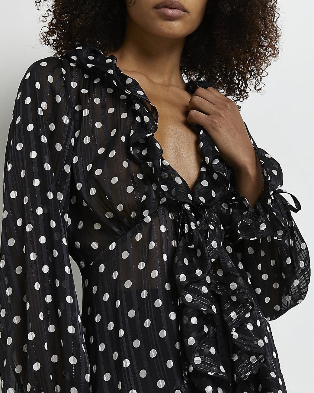 River Island Black Polka Dot Sheer 