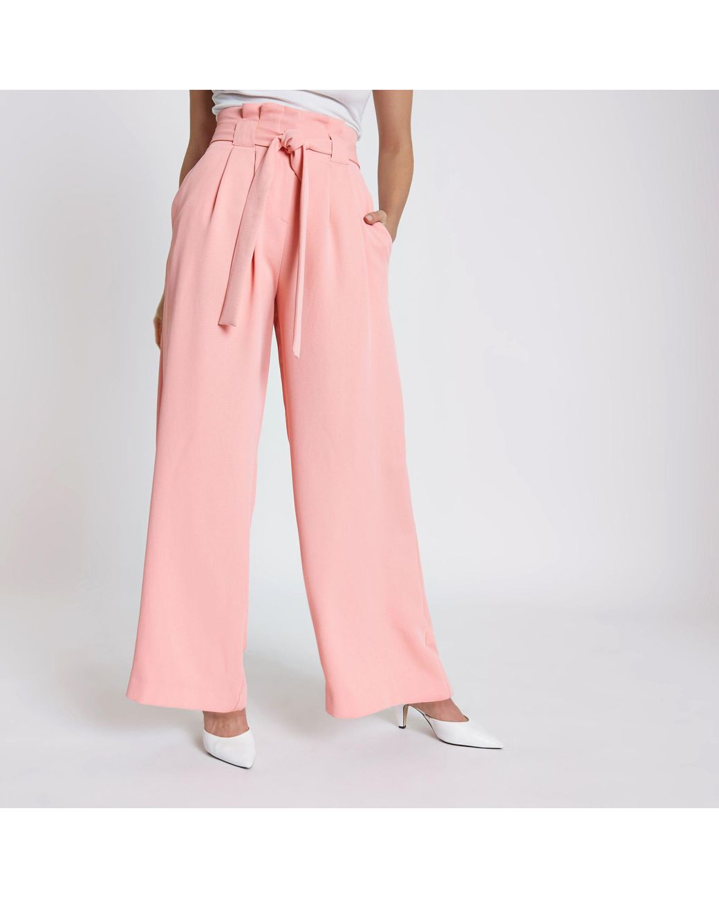 Paper Bag Waist Wide Leg Trousers 
