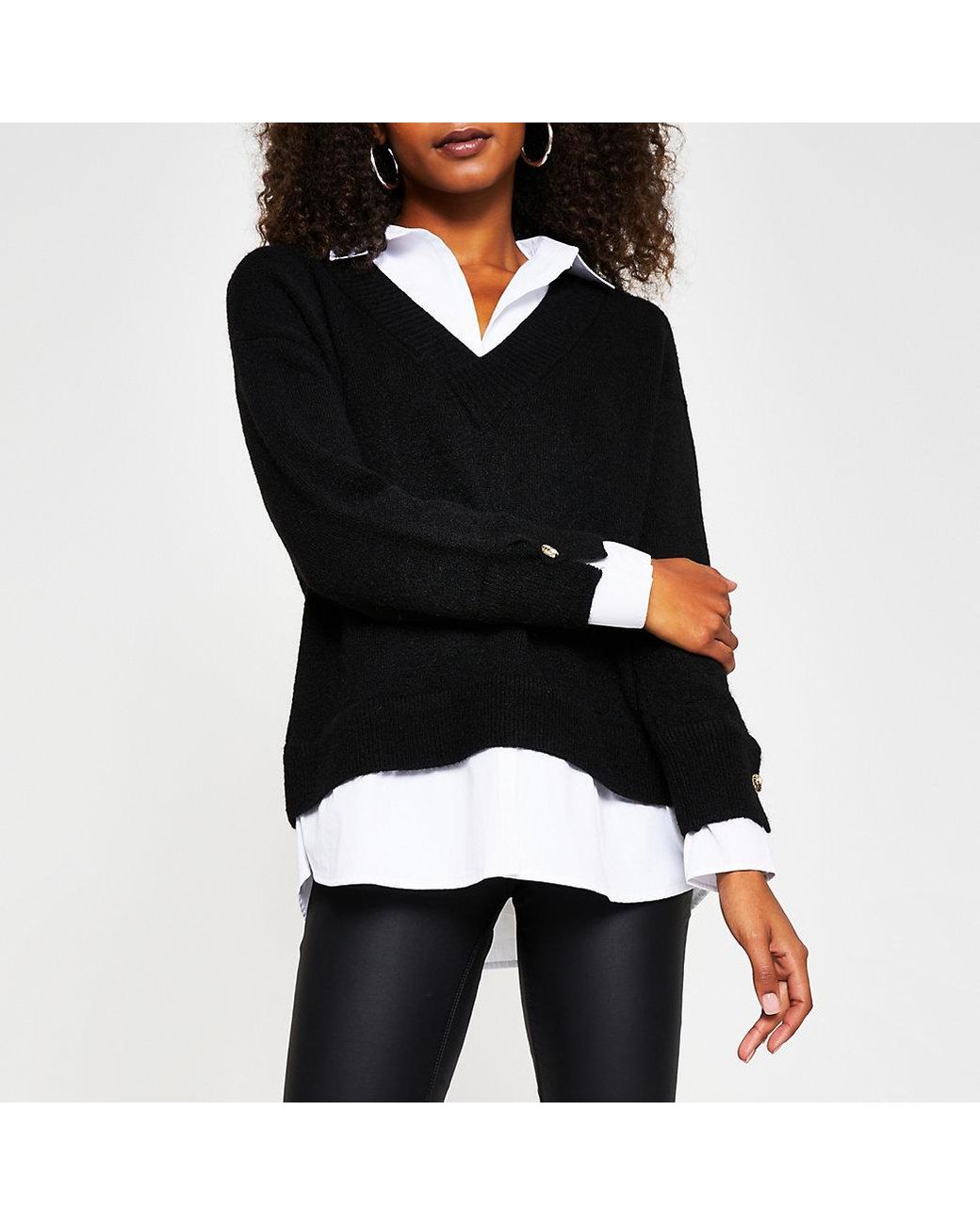 River Island Black Double Layer Shirt 