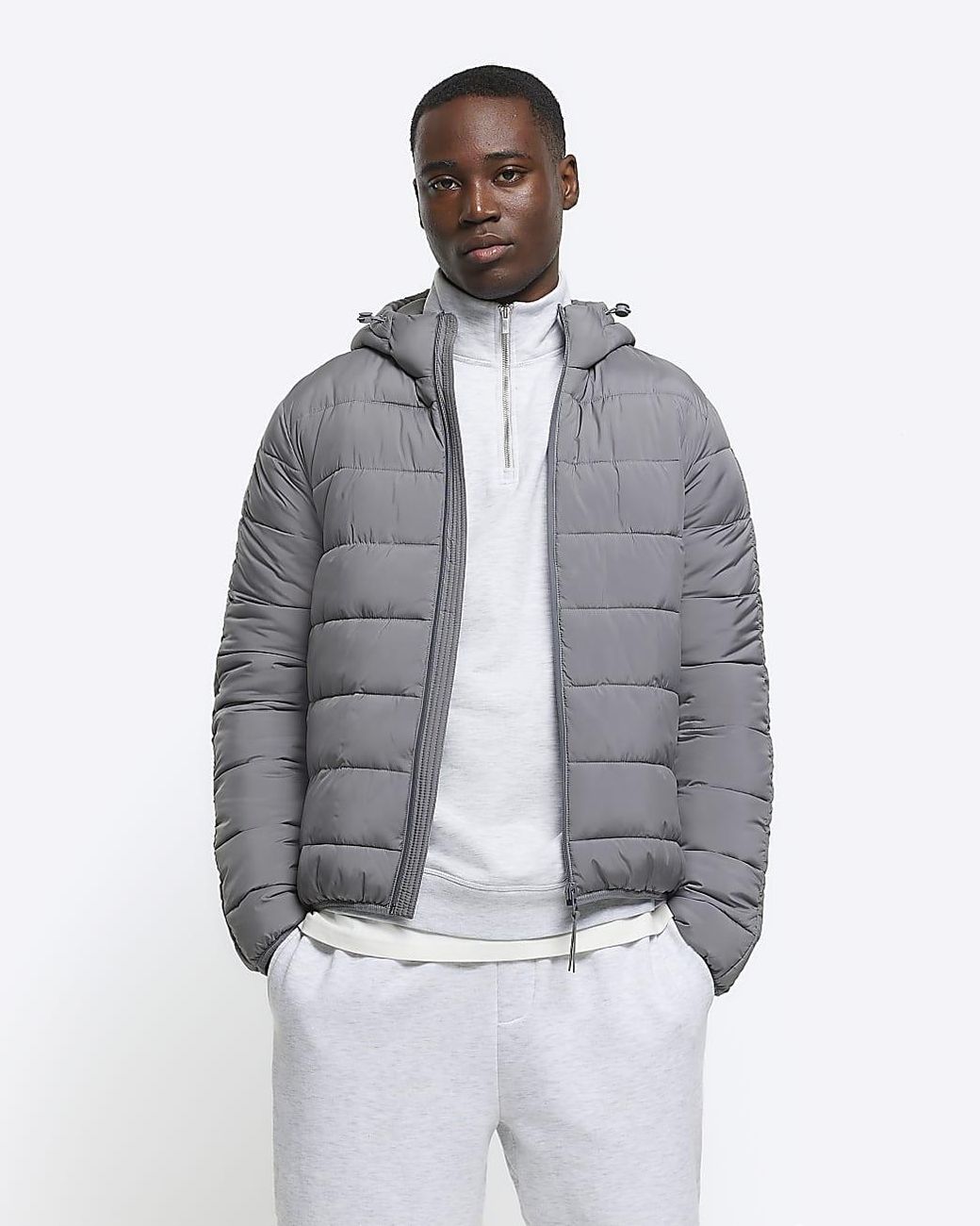 Light grey puffer jacket top