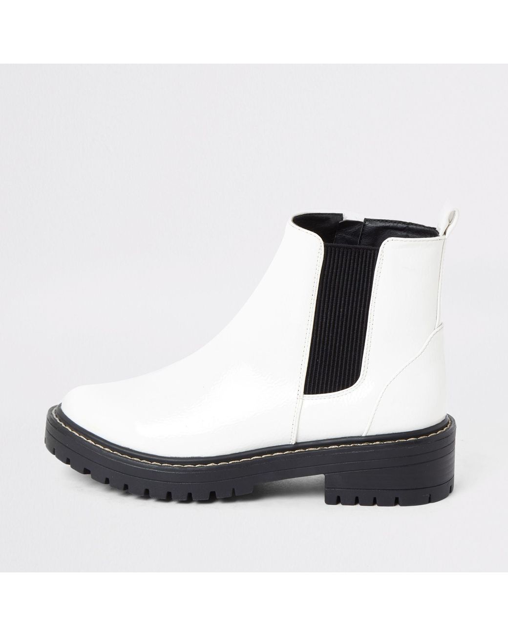 chunky patent chelsea boots